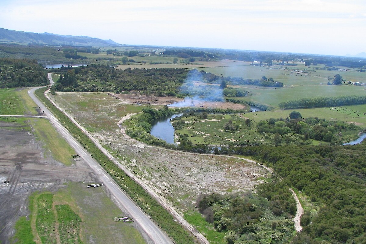 Site preparation alongside the Tarawera River, 2004